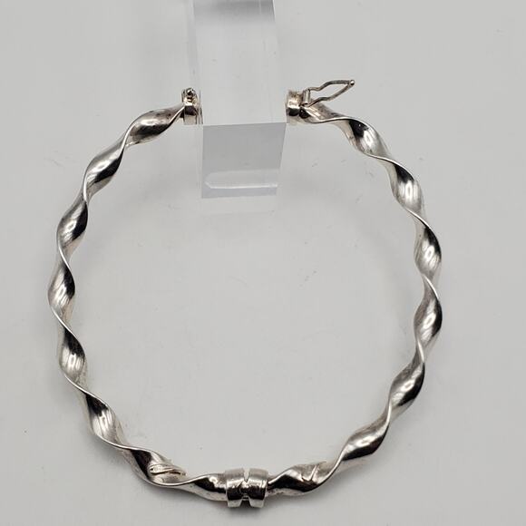 Dyadema 925 Sterling Silver Bangle Bracelet Hinged 6.75” Spiral Twist Oval Italy - Picture 3 of 7